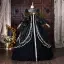 Vintage / Originale Médiévale Noire Paillettes En Dentelle Fleur Robe De Bal 2026 Robe Boule Col Haut Manches de cloche Dos Nu Longue Robe De Ceremonie