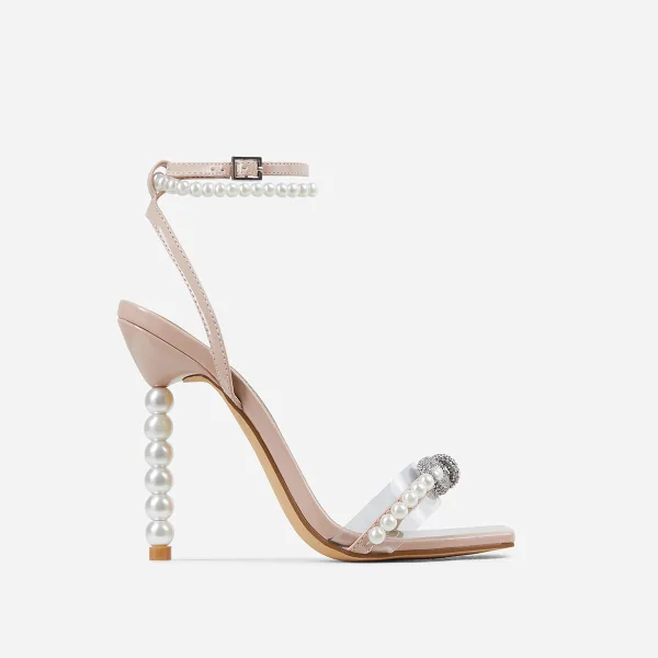 Sexy Charmant Rosa Abend Sandalen Damen 2022 Perle Knöchelriemen 11 cm Stilettos Peeptoes Sandaletten Hochhackige
