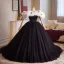 Vintage Schwarz Ballkleider 2025 Ballkleid Rüschen Off Shoulder Kurze Ärmel Rückenfreies Lange Festliche Kleider