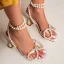 Sexy Blanche Soirée Sandales Femme 2022 Perle Noeud Bride Cheville 9 cm Talons Aiguilles Peep Toes / Bout Ouvert Chaussures Femmes Talons Hauts