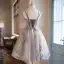 Chic / Belle Gris Paillettes Courte de retour Robe De Graduation 2024 Princesse Dos Nu Tulle Bretelles Spaghetti Sans Manches Robe De Ceremonie