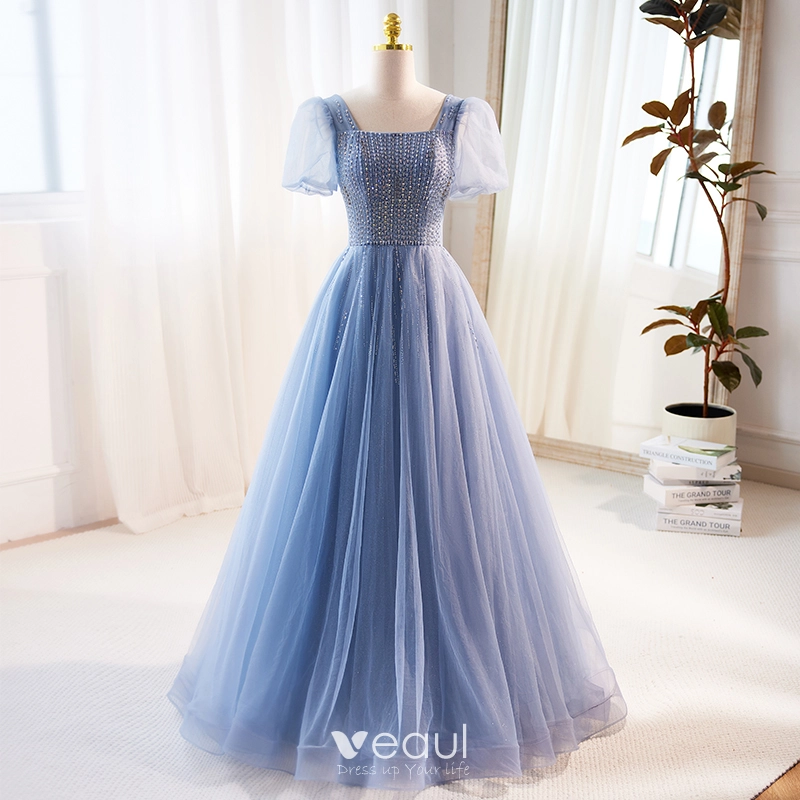 open lace back dress Modest Ball Gown Prom Dresses with Pockets main image 0