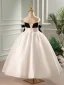 Chic / Beautiful Black Bow Birthday Flower Girl Dresses 2023 Ball Gown Scoop Neck Sleeveless Backless Floor-Length / Long