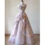 Chic / Beautiful Blushing Pink Printing Prom Dresses 2025 Ball Gown Strapless Sleeveless Backless Floor-Length / Long Formal Dresses