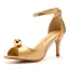 Chic / Beautiful Gold Ankle Strap Prom Womens Sandals 2025 7 cm Stiletto Heels Open / Peep Toe Sandals High Heels