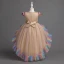 Chic / Beautiful Candy Pink Sequins Bow Sash Asymmetrical Birthday Flower Girl Dresses 2024 Ball Gown Scoop Neck Short Sleeve