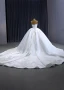 High-end Ivory Satin Lace Flower Wedding Dresses 2023 Ball Gown Strapless Sleeveless Backless Royal Train Wedding