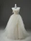 High End Ivory / Creme Applikationen Fallende Rüsche Ballkleider Heimkehr Abiballkleider 2025 Ballkleid Eckiger Ausschnitt Ärmellos Rückenfreies Lange Festliche Kleider