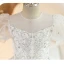 Chic / Beautiful White Beading Star Sequins Cascading Ruffles Flower Girl Dresses 2023 Ball Gown Scoop Neck Puffy Short Sleeve Floor-Length / Long Prom Flower Girl Dresses