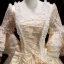 Medieval Vintage / Retro Champagne Lace Flower Ruffle Prom Dresses 2025 Ball Gown Square Neckline Bell sleeves Floor-Length / Long Prom Formal Dresses