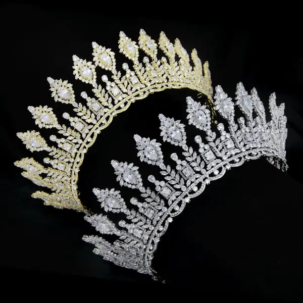 High-end Silver Rhinestone Zirkon Bröllop Krona 2024 Brud Huvudbonad