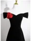 Fashion Black Velvet Appliques Evening Dresses 2025 A-Line / Princess Off-The-Shoulder Sleeveless Backless Floor-Length / Long Formal Dresses