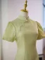 Chinese style Sage Green Knee-Length Cheongsam 2024 Trumpet / Mermaid High Neck Short Sleeve