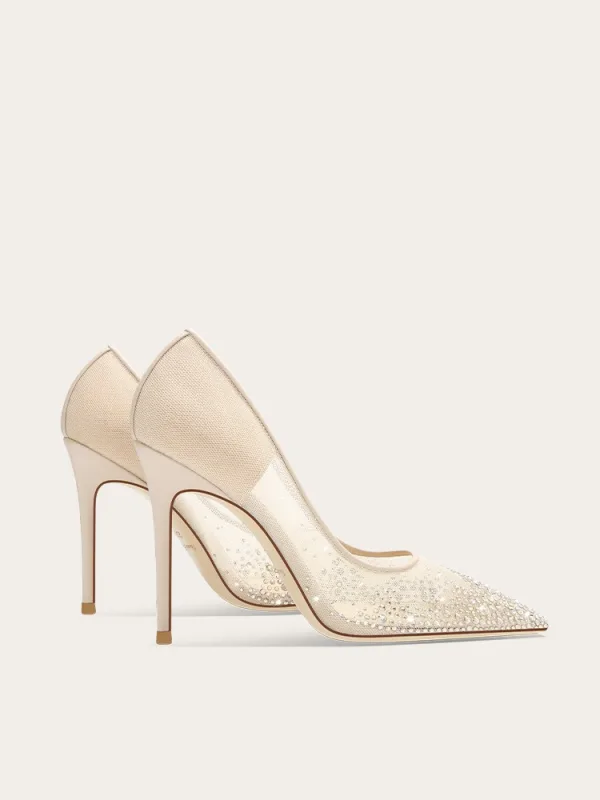 Charmant Nude Rhinestone Bruidsschoenen 2025 Leer 10 cm Naaldhakken / Stiletto Spitse Neus Huwelijk Pumps Hoge Hakken