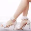 Charmant Blanche Appliques Chaussure De Mariée 2023 Bride Cheville 8 cm Talons Aiguilles Peep Toes / Bout Ouvert Chaussure De Mariée Talons Hauts