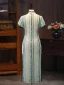 Vintage / Retro Dark Green Street Wear Tea-length Cheongsam 2024 Trumpet / Mermaid High Neck Short Sleeve