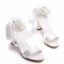 Eleganckie Białe Perła Z Paskiem Kokarda Buty Ślubne 2023 7 cm Grubym Obcasie Peep Toe Ślub Sandały