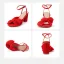 Sexy Blanche Été Vêtement de rue Sandales Femme 2023 Bride Cheville Noeud 8 cm Talons Épais Peep Toes / Bout Ouvert Sandales Talons Hauts