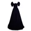 Vintage / Retro Navy Blue Rhinestone Velvet Prom Dresses 2023 A-Line / Princess Square Neckline Short Sleeve Backless Floor-Length / Long Prom Formal Dresses
