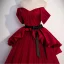 Chic / Beautiful Burgundy Prom Dresses 2023 A-Line / Princess Strapless Sleeveless Backless Bow Sash Floor-Length / Long Evening Party Formal Dresses