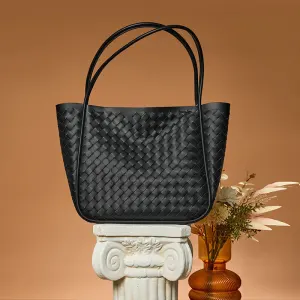 Modest Simple Black Women Braid Bags Women S Bags Leather Casual Tote Bag Night Out Shoulder Bags 2023