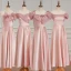 Simple Rose Bonbon Robe Demoiselle D'honneur 2023 Princesse Manches Courtes Dos Nu Longue Robe Demoiselle D'honneur