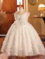 Lovely White Rhinestone Appliques Butterfly Birthday Flower Girl Dresses 2024 Ball Gown Scoop Neck Sleeveless Backless Floor-Length / Long