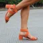 Modest / Simple Summer Orange Street Wear Womens Sandals 2022 Bow X-Strap 5 cm Stiletto Heels Open / Peep Toe Sandals High Heels