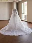 Luxury / Gorgeous White Handmade  Beading Pearl Lace Flower Sequins Wedding Dresses 2026 Ball Gown High Neck Long Sleeve Chapel Train
