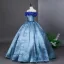 Vintage / Retro Pool Blue Prom Dresses 2025 Strapless Ball Gown Sleeveless Backless Floor-Length / Long Prom Formal Dresses