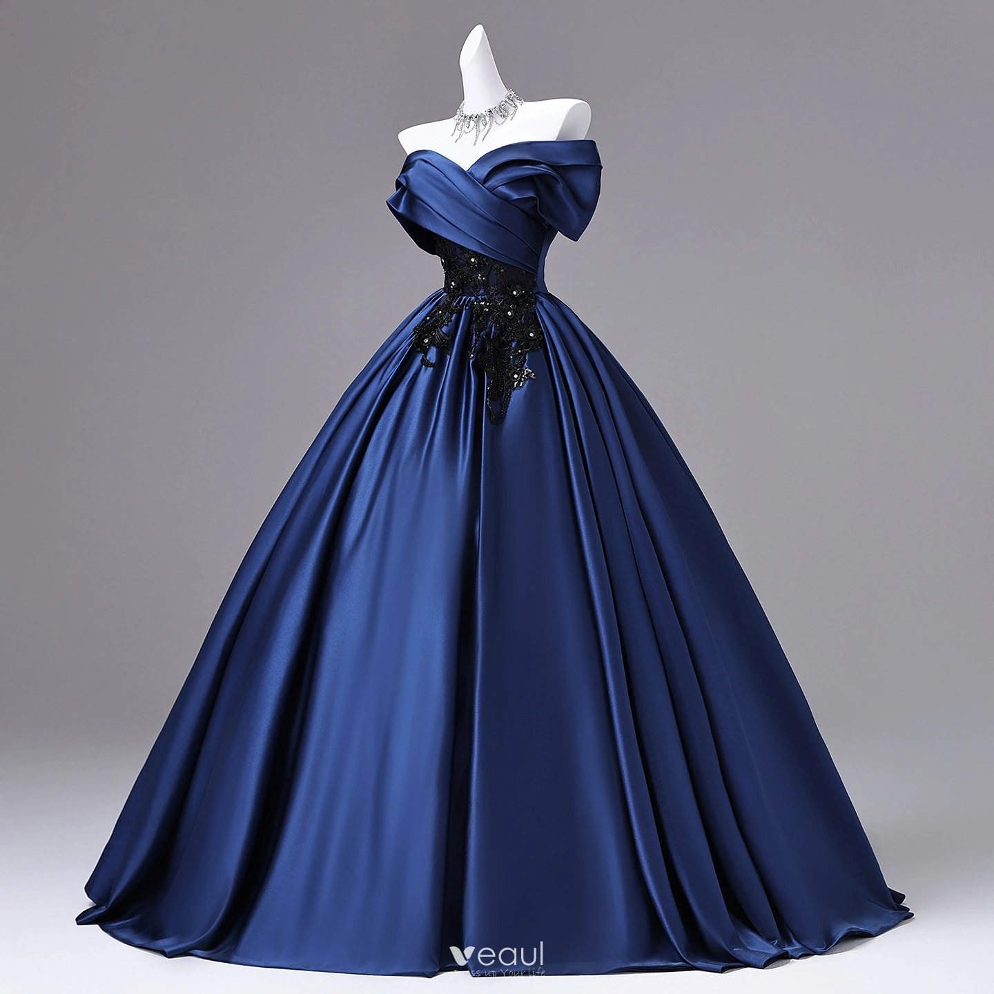floor length navy blue dress Long Navy Blue Flower Dress