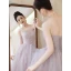 Chic / Beautiful Lavender Sequins Lace Flower Prom Dresses 2023 A-Line / Princess Strapless Sleeveless Backless Floor-Length / Long Formal Dresses