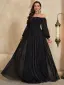 Elegante Schwarz Glanz Ballkleider 2025 A Linie Off Shoulder Lange Ärmel Rückenfreies Lange Ball Festliche Kleider