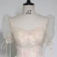 Elegant Champagne Printing Prom Dresses 2023 Ball Gown Square Neckline Short Sleeve Backless Floor-Length / Long Prom Formal Dresses