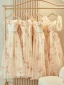 Modest / Simple Champagne Printing Bridesmaid Dresses 2023 A-Line / Princess Short Sleeve Backless Tea-length Bridesmaid Wedding Party Dresses