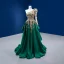 High-end Dark Green Beading Pearl Sequins Lace Flower Prom Dresses 2022 A-Line / Princess Satin One-Shoulder Long Sleeve Backless Sweep Train Prom