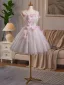 Charmant Rougissant Rose Perle Paillettes Appliques de retour Courte Robe De Graduation 2025 Princesse Bretelles Spaghetti Sans Manches Dos Nu Tulle