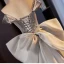 Glitzernden Mode Silber Pailletten Ballkleider 2024 A Linie Bandeau Ärmellos Rückenfreies Schleife Sweep / Pinsel Zug Ball Festliche Kleider