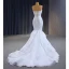Haut de Gamme Charmant Blanche Perlage Perle Paillettes Robe De Mariée 2023 Trompette / Sirène Bustier Sans Manches Dos Nu Train De Balayage Mariage