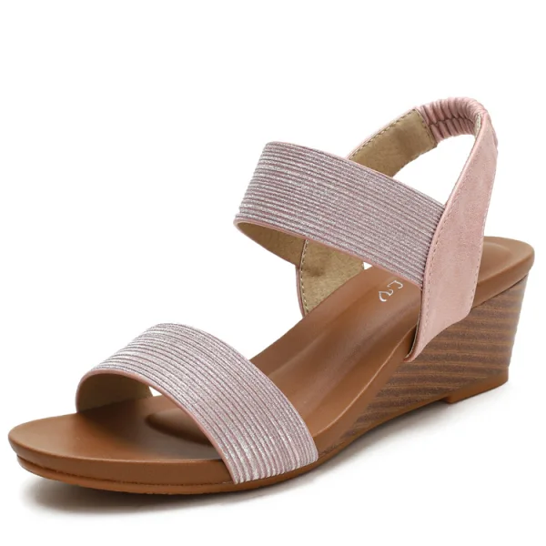 Roman Black Street Wear Summer Womens Sandals 2022 5 cm Wedges Open / Peep Toe Sandals