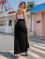 Solid Color A-Line / Princess Women Black Split Front Skirts 2021 Cotton Summer Ankle Length Street Wear Bottoms