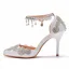 Charmant Weiß Perle Strass Brautschuhe 2022 Knöchelriemen 9 cm Stilettos Spitzschuh Hochzeit Hochhackige