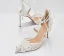 Elegant White Beading Pearl Rhinestone Lace Flower Wedding Shoes 2024 X-Strap 10 cm Stiletto Heels Pointed Toe Wedding Sandals High Heels