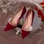 Chic / Belle Bordeaux Perle Chaussure De Mariée 2023 8 cm Talons Aiguilles À Bout Pointu Mariage Escarpins Talons Hauts