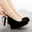 Chic / Beautiful Red Evening Party Pearl T-Strap Bow Womens Shoes 2023 10 cm Wedges Round Toe Womens Shoes