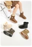 Fashion Beige Street Wear Flat Snow Boots 2024 Leather Round Toe Womens Boots