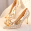Cinderella Gold Crystal Wedding Shoes 2023 Leather 8 cm Stiletto Heels Pointed Toe Wedding Pumps High Heels