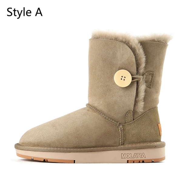 Confortable Marron Daim Vêtement de rue Hiver Bottes De Neige 2024 Cuir À Bout Rond Bottes Femme