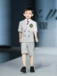 Summer 5-piece Grey Short Sleeve Boys Wedding Suits 2022 Coat Pants Shirt Tie Vest