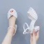 Elegante Weiß Perle Brautschuhe 2024 Hochzeit Knöchelriemen 9 cm Thick Heels Peeptoes Sandaletten Hochhackige